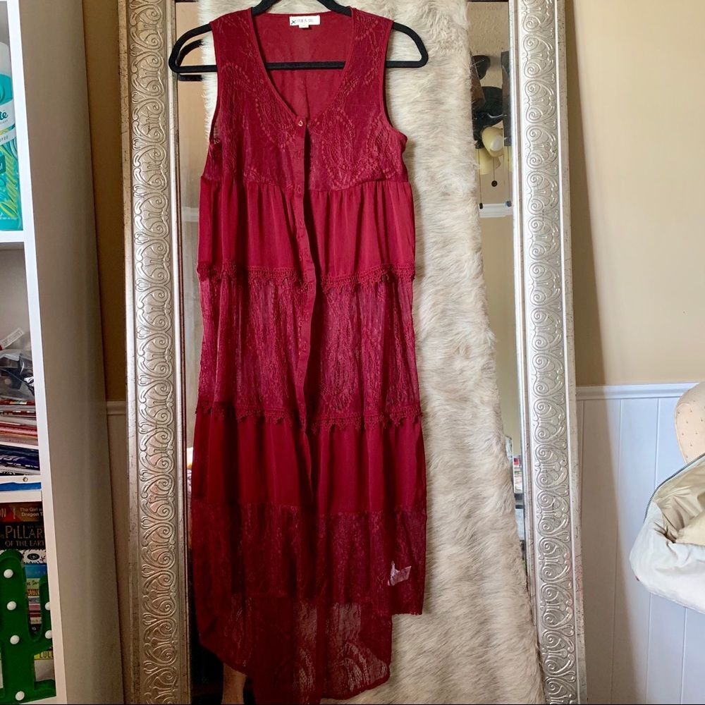 S Red Lacey duster dress